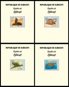 DJIBOUTI 2025 4 X SS1V - REPTILES - TURTLE TURTLES SNAKES CHAMELEONS - MNH-