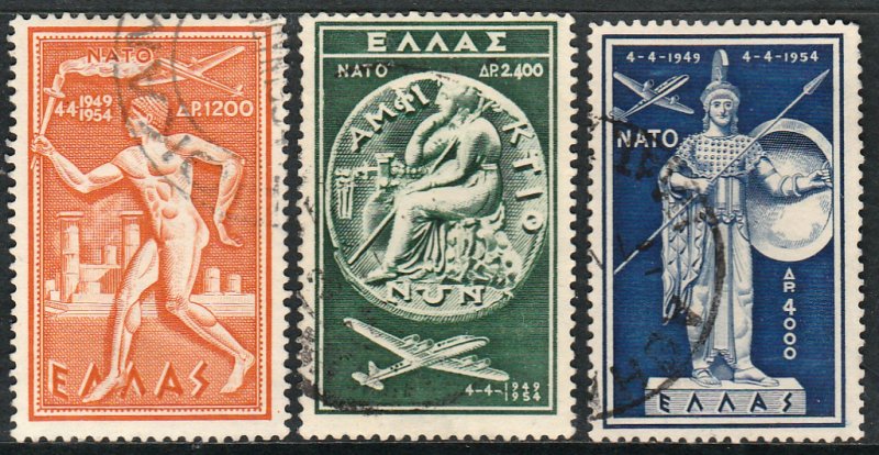 GREECE C71-C73, NATO FIFTH ANNIVERSARY, USED. F-VF. (431)