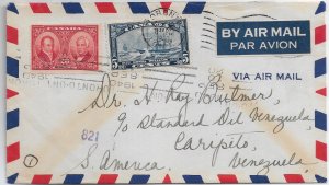 1940 Toronto, Canada to Caripito, Venezuela Airmail 20c Historical Issue (56886)