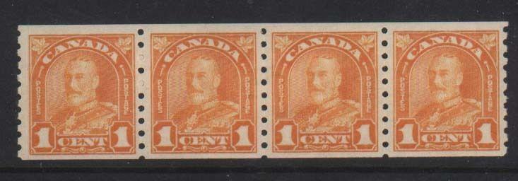 Canada #178 VF Mint Coil Strip Of Four