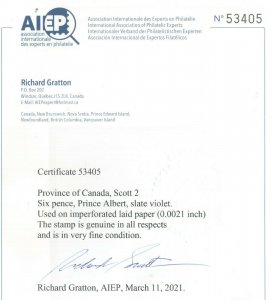 Canada #2 Very Fine Used **With Certificate** 