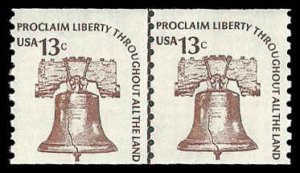 PCBstamps   US #1618 Line Pair 26c(2x13c)Liberty Bell, MNH, (3)