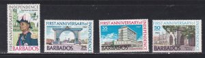 Barbados # 298-301, Independence 1st Anniversary, Mint NH, 1/2 Cat.