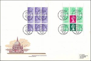 GREAT BRITAIN - 1982 QEII DECIMAL ISSUE - STANLEY GIBBONS BOOKLET PANES ON FDC