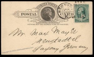 USA 1888 2c Washington Banknote Stamp on 1c Postal Stationery Germany 95617