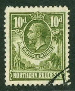 SG 9 Northern Rhodesia 1925. 10d olive-green. Very fine used CAT £50