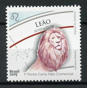 Brazil 2019 MNH Zodiac Signs Leo 1v Set Lions Astrology Astrological Stamps