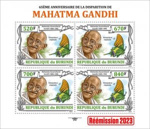 BURUNDI - 2023 - Mahatma Gandhi - Perf 4v Sheet - Mint Never Hinged