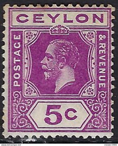 CEYLON 1912 KGV 5 cents Purple SG303 MH