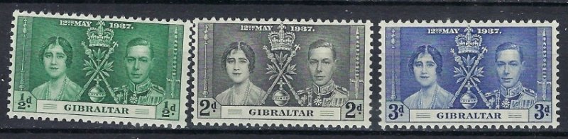 Gibraltar 104-06 MNH 1937 KGVI Coronation (ak1838)