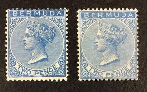 MOMEN: BERMUDA SC #3-4 CROWN CC 1866-77 MINT OG H £1,100 LOT #68315*