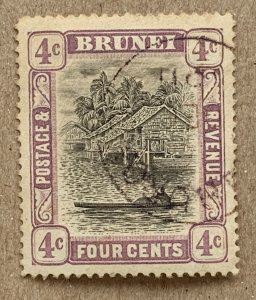 Brunei 1907 4c mauve with very rare early TEMBURONG 1911 cancel. Scott 19, SG 26