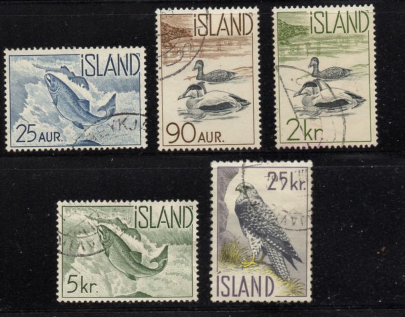 Iceland Sc 319-23 1959-69 Birds & Fish stamp set used