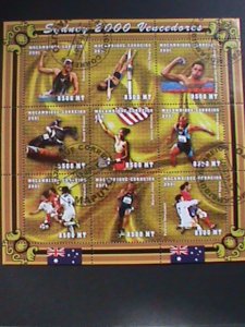 ​MOZAMBIQUE-2001-SC# 1423 SYDNEY'2000 OLYMPIC GAMES-CTO SHEET OF 9-VERY FINE