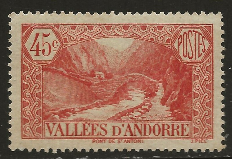 Andorra (French)  (1932)  - Scott # 35,   MH