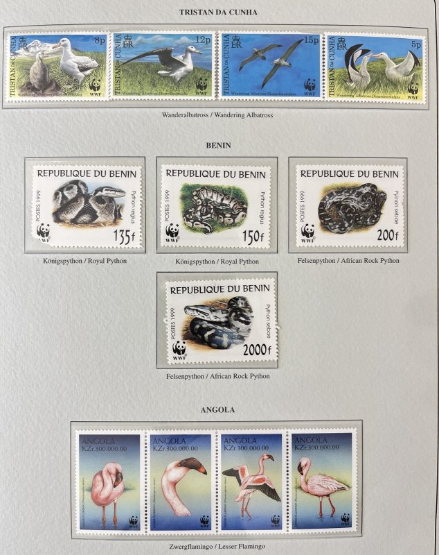 World Wildlife India Benin Gerogia Ascension 1999 MNH MH (68 Stamps) MK8257