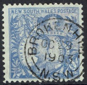 NEW SOUTH WALES 1890 CARRINGTON 20/- WMK 20/- NSW IN CIRCLE PERF 11 USED 