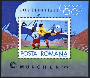 Romania C187 sheets, MNH. Michel Bl.97. Olympics Munich-1972. Soccer.