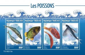 TOGO - 2019 - Fishes - Perf 4v Sheet - Mint Never Hinged