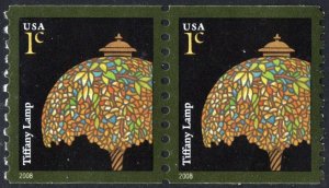 SC#3758A 1¢ Tiffany Lamp Coil Pair (2008) MNH