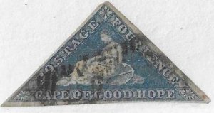 Cape of Good Hope Sc #4  4p  blue  used  FVF