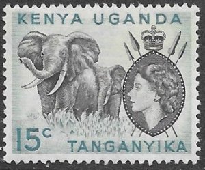 Kenya Uganda # 105 QE II 15c Elephants (no dot)    (1)   Unused VLH