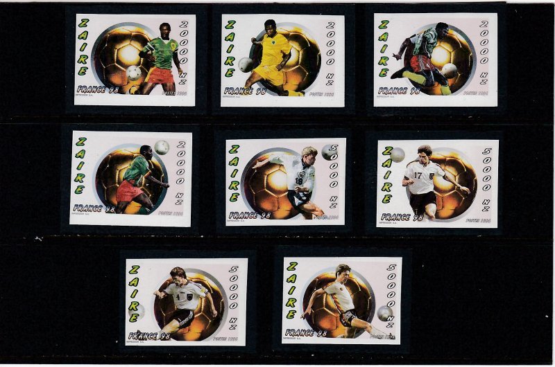 Zaire # 1467-1474, African & German Soccer Players, IMPerf, Mint NH, 1/2 Cat.