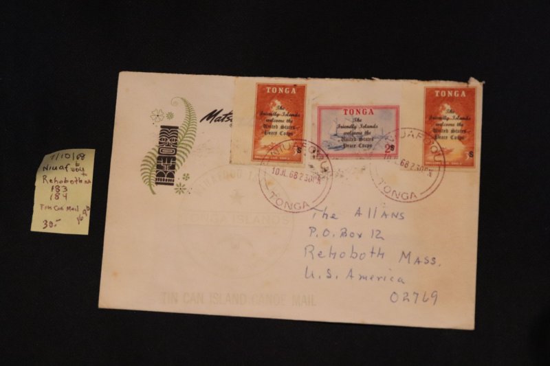 Tonga 183 &184 on cover Niuafoou to W. Norfolk VA (#1690)