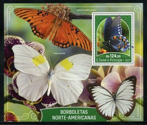 SAO TOME 2021 BUTTERFLIES OF NORTH AMERICA SOUVENIR SHEET MINT NEVER HINGED
