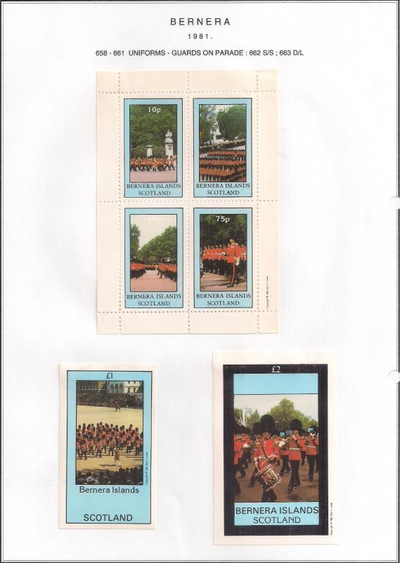 SCOTLAND - BERNERA - 1981 - Guards on Parade - 4v Perf. Min, D/L Sheets - MLH