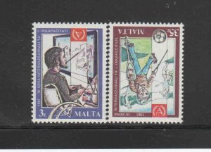 MALTA #588-9  1981 INTERNATIONAL YEAR OF THE DISABLED    MINT  VF NH  O.G  a