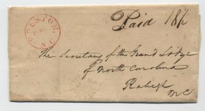 1823 Edenton NC red sawtooth CDS stampless letter ASCC $200 [5246.524]