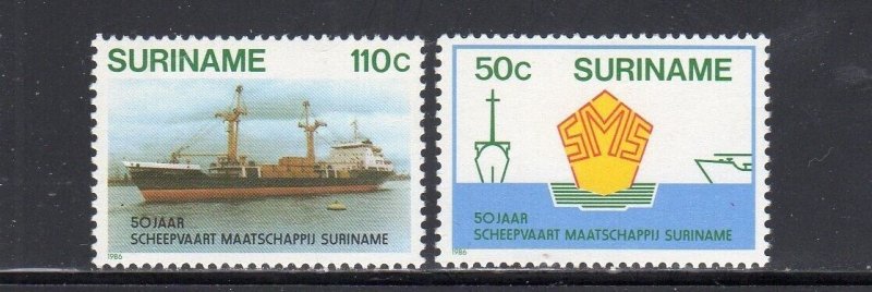 SURINAM #752-753 1986 SURINAM SHIPPING CO. 50TH ANNIV, MINT VF NH O.G