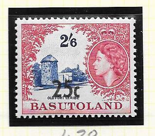 Basutoland  #69b  25c on 2sh6p  (MNH) CV $1.90