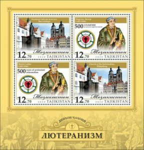 Tajikistan - 2020 Christianity - Lutheranism - 4 Stamp Sheet - TAJ2007a2