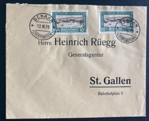 1928 Schaan Liechtenstein Commercial Cover To St Gallen Switzerland Sc#B8