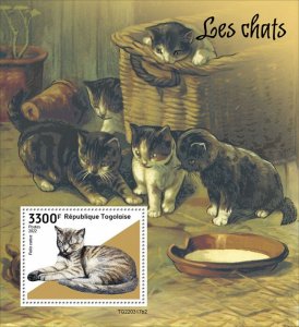TOGO - 2022 - Cats - Perf Souv Sheet  - Mint Never Hinged