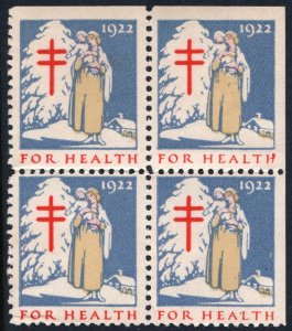 WX30 Christmas Seal Block of Four (1922) Unused/No Gum