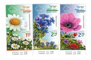 ISRAEL 2015 - Winter Flowers set of 3 - Scott# 2051-3 - MNH