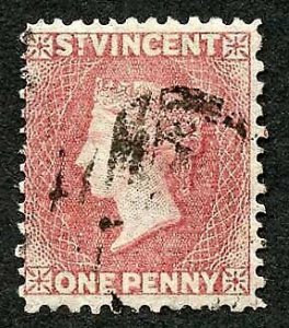 St Vincent SG5 1862 1d Rose-red No Wmk Perf 11 to 12.5