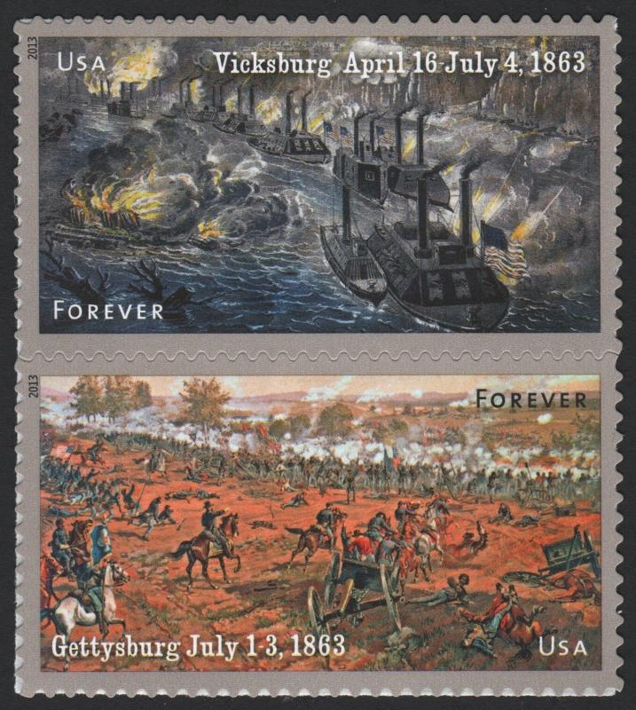 SC#4787-88 (46¢) Civil War 1863: Sesquicentennial Vertical Pair (2013) SA