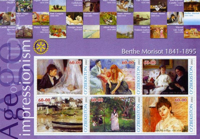 Uzbekistan 2002 BERTHE MORISOT Paintings Sheet Perforated Mint (NH)