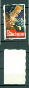 Denmark. Poster Stamp MNG. Pope Radio. Music, Harp.