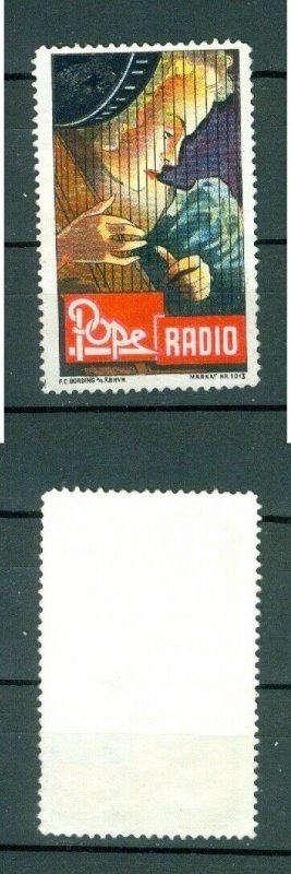 Denmark. Poster Stamp MNG. Pope Radio. Music, Harp.