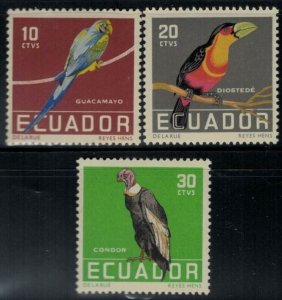 ZAYIX - 1959 Ecuador - #634-636 - MNH -  Birds - Hummingbirds - Toucan - Parrots