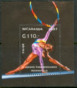 NICARAGUA 1987 PAN AMERICAN GAMES INDIANAPOLIS Souvenir Sheet Sc 1653 CTO Used