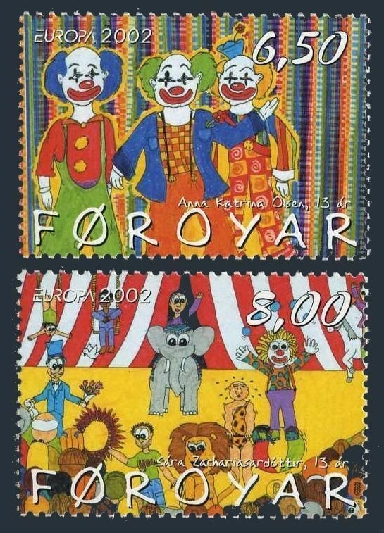 Faroe 414-415,MNH. Circus 2002,Children's drawings.