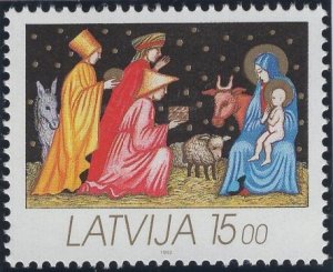 Latvia 1992 MNH Sc 339 15r Nativity scene Christmas