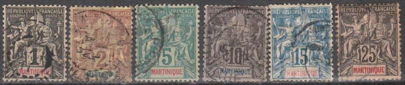 Martinique #33-4, 36, 38, 40, 43  F-VF Used  CV $17.55 (A10523)