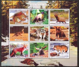 Bhutan 2016 Animals Squirrels Fox Rabbits Elk Deer Imperf. MNH Cinderella